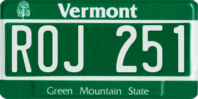 VT license plate ROJ251