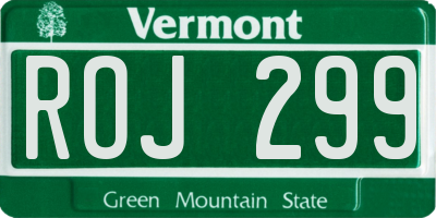VT license plate ROJ299