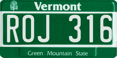 VT license plate ROJ316