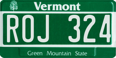 VT license plate ROJ324