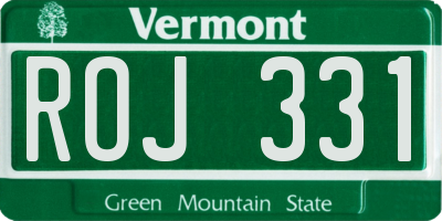 VT license plate ROJ331