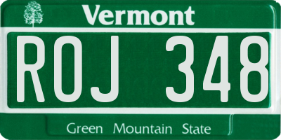 VT license plate ROJ348