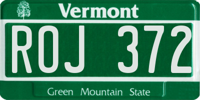 VT license plate ROJ372