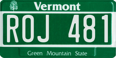 VT license plate ROJ481