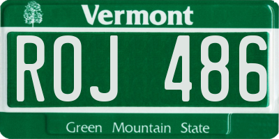 VT license plate ROJ486