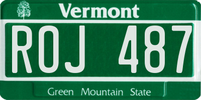 VT license plate ROJ487