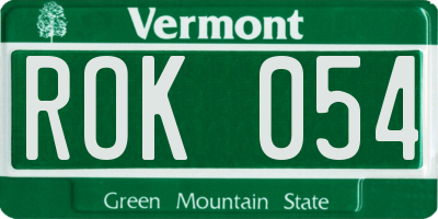VT license plate ROK054