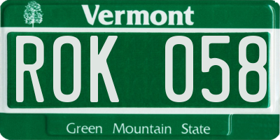 VT license plate ROK058