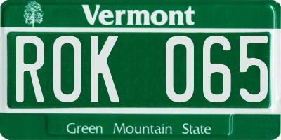 VT license plate ROK065