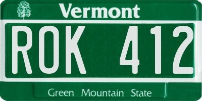 VT license plate ROK412