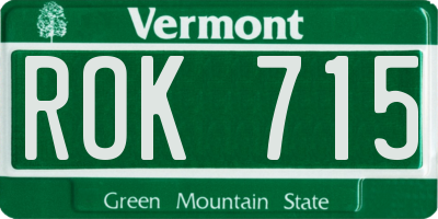 VT license plate ROK715