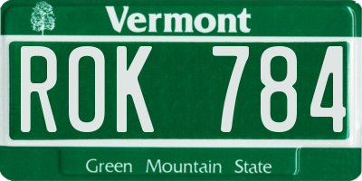 VT license plate ROK784