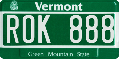 VT license plate ROK888