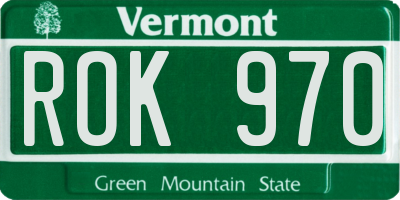 VT license plate ROK970