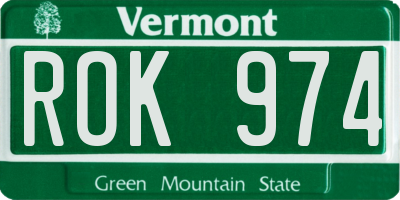 VT license plate ROK974