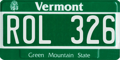 VT license plate ROL326