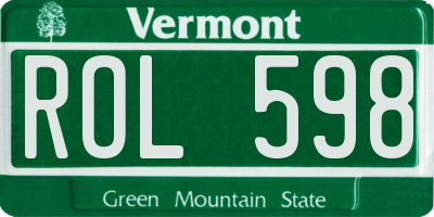 VT license plate ROL598