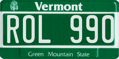 VT license plate ROL990