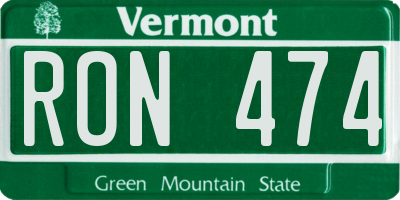 VT license plate RON474