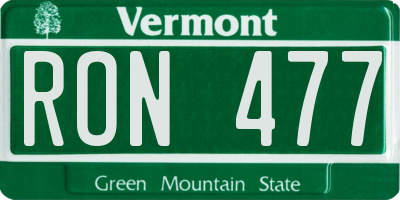 VT license plate RON477