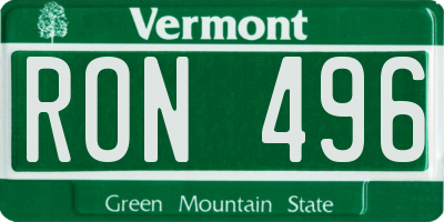 VT license plate RON496