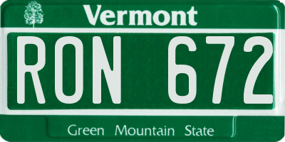 VT license plate RON672