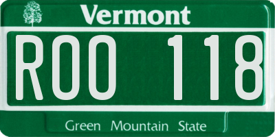 VT license plate ROO118