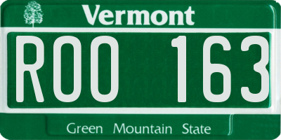 VT license plate ROO163