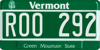 VT license plate ROO292