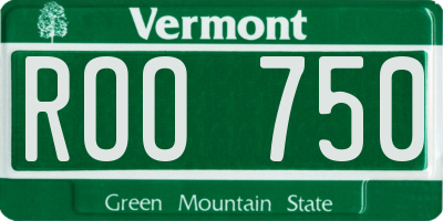 VT license plate ROO750