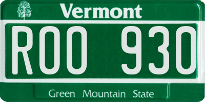 VT license plate ROO930