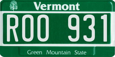 VT license plate ROO931