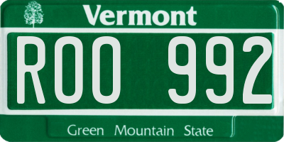 VT license plate ROO992