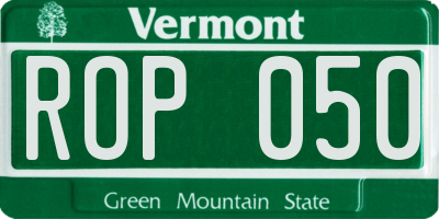 VT license plate ROP050