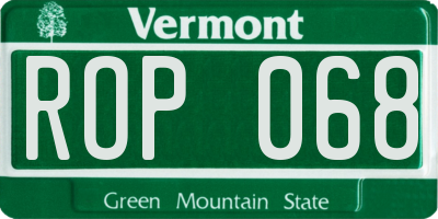 VT license plate ROP068