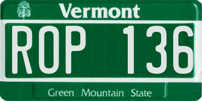 VT license plate ROP136