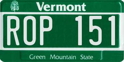 VT license plate ROP151