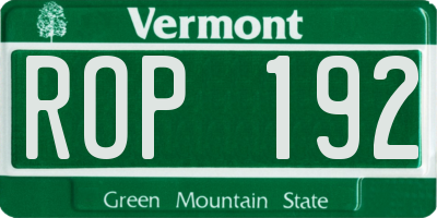 VT license plate ROP192