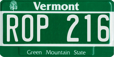 VT license plate ROP216