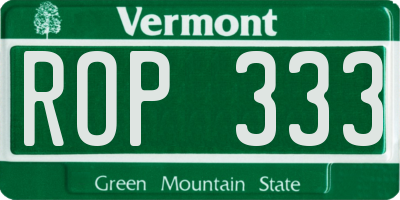 VT license plate ROP333