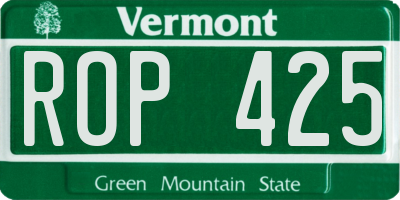 VT license plate ROP425
