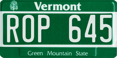 VT license plate ROP645