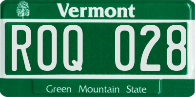 VT license plate ROQ028