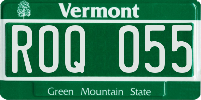 VT license plate ROQ055