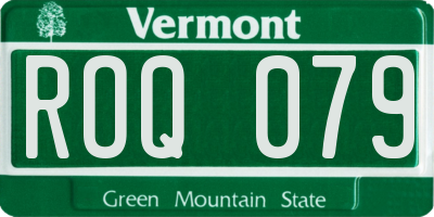VT license plate ROQ079