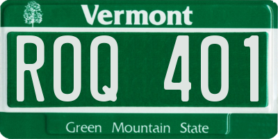 VT license plate ROQ401