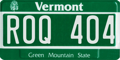 VT license plate ROQ404