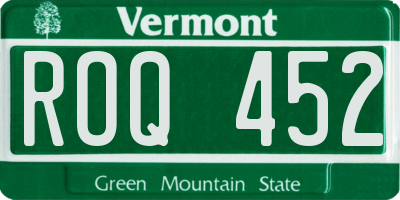 VT license plate ROQ452