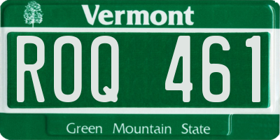 VT license plate ROQ461
