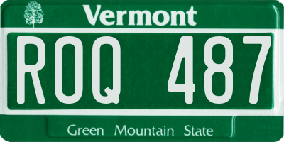 VT license plate ROQ487